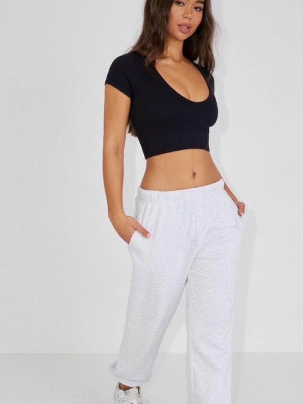Garage Black Scoop-Neck Crop Top